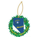 Nevada Battle Born Wreath Ornament w/ Clear Mirrored Back (10 Sq. Inch)